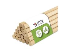 MCE-Commerce Bastoncini di legno di faggio naturale, Ø 8 mm, lunghezza 40 cm, 20 pezzi, modellismo, fai da te, 8mm x 40cm