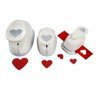 MCE-Commerce Herz Set di 3 Fustelle a Forma di Cuore, Bianco, 1x 1,6cm, 1x 2,54cm, 1x 3,81cm