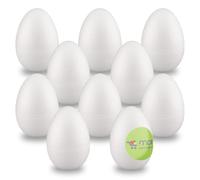 MCE-Commerce Uova di polistirolo 8 cm, 10 Pezzi, per Fai da Te e Decorazioni pasquali, Bianco