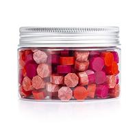 Mceal 200 Perline di Cera Sigillante - Cera per Sigilli per Lettere, Inviti Fai da Te, Bomboniere Nuziali, Lavoretti Artistici - Si Scioglie Velocemente, Finitura Liscia (Mix Rosso in Tre Colori)