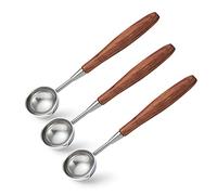 Mceal Cucchiaio di sigillo in acciaio inossidabile con manico in legno, set da 3 pezzi