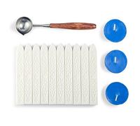 Mceal - Set di ceralacca con freccia magica, con manico in palissandro retrò, cucchiaio e candele, 14 pezzi, colore: Bianco sporco