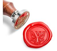 Mceal, timbro di cera, testa in ottone argentato con manico in legno, Lettera regale dalla A alla Z Lettera (Y)