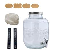McEtt - Grande Kombucha Brewing Jar Kit - 5 litri (1,3 galloni) vetro fermentazione Jar - SCOBY Hotel con coperchio ermetico e beccuccio