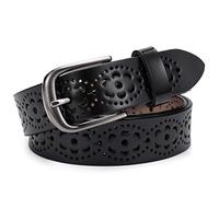 McFanBe Cintura da Donna in Pelle per Jeans da Abito Pantaloni da Donna con Cinturino in Vita (L:115cm(Misura la vita 95-106cm/38-42pollici), C:Nero)