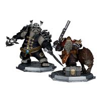 McFarlane Toys - World of Warcraft Dwarf Hunter: Beastmaster & Marksman e Pandaren: Monk & Rogue Scala 1:12 Figura Posata Deluxe 2pk Gold Label