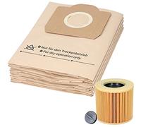 McFilter I 1 set da 10 sacchetti per aspirapolvere e 1 filtro a cartuccia, adatto per aspirapolvere multiuso Kärcher della serie WD3 e MV3