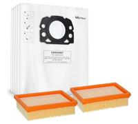 McFilter I 10 sacchi polvere + 2 filtri compatibili con Kärcher WD4 P S V-20/5/22, WD5 P V-25/5/22, WD6 P S V-30/6/22/T, MV4, MV5, MV6 Alternativa per Kärcher KFI 487 come KFI 4410 - Tipo KA 33
