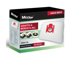 McFilter I 16 sacchetti per la polvere compatibili con Bosch Serie 2 Serie 4 Serie 6 Serie 8, BBZ16FGALL Tipo G ALL, adatto per BGL8XHYG, BGD38RD1H, BGDS2CHAMP GL-20 30 allergy MoveOn Mini