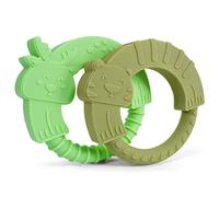 MCGMITT Massaggia Gengive Neonati, Senza BPA, Set da 2 pezzi, Giochi Dentizione Dentaruolo Neonato, Anello di Dentizione per Animali in Silicone di 3 4 6 12 Mesi, Facile da Afferrare (Pack D)