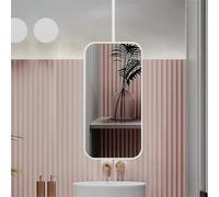 McgoS Specchi da Bagno per Vanità, Specchio Rettangolare da Soffitto con Struttura e Asta in Metallo Bianco - Asta per Specchio Personalizzabile, Specchio Decorativo Semplice in Vetro Trasparente