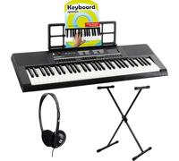 McGrey 6170 BK Tastiera Portatile 61 Tasti Nera con Batteria, 200 Suoni/Ritmi, Lettore MP3, Supporto X-Keyboard, Cuffie e Scuola di Tastiera - Nero.