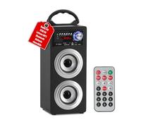 McGrey BS-20 Beachside Altoparlante Bluetooth a batteria - Scatola musicale portatile con Bluetooth, radio FM, riproduzione USB/SD MP3, ingresso AUX, batteria sostituibile, 30 preset, telecomando