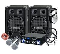 Set Coppia Casse Amplificate Impianto Karaoke Bluetooth Mp3 USB Microfoni 800W