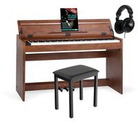 McGrey DP-18 WN Pianoforte Digitale Noce Opaco - 88 Tasti Tastiera con azione a martello - Pianola musicale con USB, 128 suoni, 128 polifonie, 3 pedali - Piano digitale Set con Panca e Cuffie