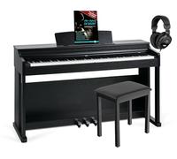 McGrey DP-19 SM E-Piano Set - 88 tasti pesati con meccanica a martello e dinamica di tocco - 8 suoni - copritastiera - incl. sgabello da pianoforte, cuffie e scuola di pianoforte - Nero opaco