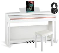 McGrey DP-19 WM Set E-Piano - 88 tasti pesati con meccanica a martello e dinamica di tocco - 8 suoni - copritastiera - incl. panca da pianoforte, cuffie e scuola di pianoforte - Bianco opaco