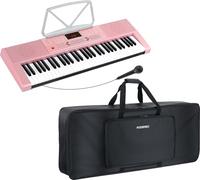 McGrey LK-6120-MIC Keyboard Set Rosa - Keyboard per Principianti con 61 Tasti Illuminati - 255 Suoni e 255 Ritmi - 50 Demo Song - Microfono Incluso - Set Risparmio con Custodia