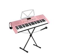 McGrey LK-6120-MIC Set Tastiera - Tastiera per Principianti con 61 Tasti Luminosi - 255 Suoni e 255 Ritmi - 50 Brani Demo - Microfono Incluso - Set Risparmio con Supporto X-Keyboard e Cuffie - Rosa