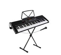 McGrey LK-6120-MIC Set Tastiera - Tastiera Per Principianti Con 61 Tasti Luminosi - 255 Suoni E 255 Ritmi - 50 Brani Demo - Microfono Incluso - Set Risparmio Con Supporto X-Keyboard E Cuffie - Nero
