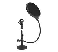 McGrey MST-20 Supporto Tavolo Microfono con Popkiller, Altezza Regolabile, Base Ghisa Pesante, Smontabile, Collo d'Oca 38 cm, Morsetto e Riduttore Filettatura, Nero.
