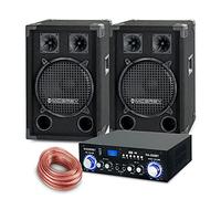 McGrey PA Completo DJ System PowerDJ-1200 (Sistema con casse party, altoparlanti, 2 x 400 Watt, amplificatore Bluetooth, amplificatore, cavo altoparlante)