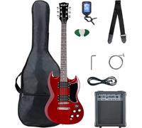 McGrey Rockit Chitarra Elettrica Double Cut Set Completo Cherry Red