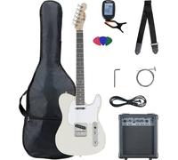 McGrey Rockit TL-Style Set Chitarra Elettrica 8 pezzi per principianti: chitarra, amplificatore, corde, custodia, accordatore, plettri, tracolla e cavo. Colore Antique White.