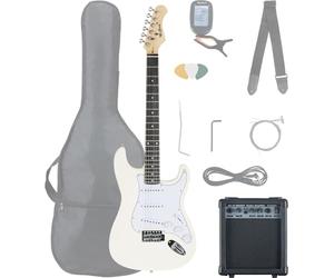 McGrey Rockit ST Set Completo Chitarra Elettrica 8 pezzi per principianti: chitarra, amplificatore, corde, custodia, accordatore, plettri, tracolla e cavo. Colore: White.