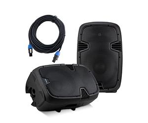 McGrey Set Diffusori Attivi/Passivi P212, Custodia in plastica nera | Sistema a 2 vie con woofer da 12" e tweeter da 1", Risposta in frequenza: 55 Hz - 18 kHz, 3 maniglie, Diffusore Attivo, 3 mm)