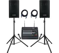 McGrey SL-12/3 impianto PA completo con powermixer, 2 microfoni wireless