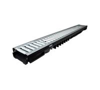 MCH Grondaia di drenaggio con griglia in acciaio, 100 x 13 x 5,5 cm, portata 1,5 t, attacco DN110, set completo 7 m