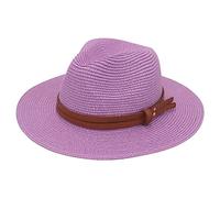 MCHDMI Cappello Donna Estivo, Cappello Estivo da Donna/Uomo a Tesa Larga da Spiaggia Protezione UV Cappello Fedora Panama Cappello di Paglia a Forma Morbida (Color : Purple, Size : 56-61cm)