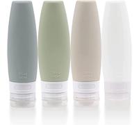 MCHERRY Set di 4 bottiglie da viaggio in silicone a prova di perdite, senza BPA, senza spremibile portatile, morbido e riutilizzabile per shampoo, crema solare, articoli da toeletta ecc. (90 ml)