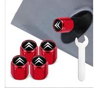 MCHHYL 4 Pezzi Tappi Valvole Pneumatici per Citroen Ami Electric Buggy 2025, Metallo Coprivalvole Antipolvere Impermeabile Antifurto con Chiave,Red