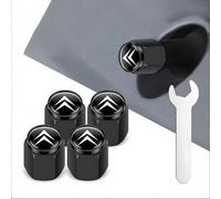 MCHHYL 4 Pezzi Tappi Valvole Pneumatici per Citroen C-Crosser 2007-2012, Metallo Coprivalvole Antipolvere Impermeabile Antifurto con Chiave,Black