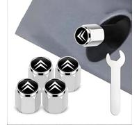 MCHHYL 4 Pezzi Tappi Valvole Pneumatici per Citroen e-Mehari 2016-2025, Metallo Coprivalvole Antipolvere Impermeabile Antifurto con Chiave,Silver