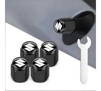 MCHHYL 4 Pezzi Tappi Valvole Pneumatici per Suzuki Swift IV 2004 2005 2006 2007 2008 2009 2010, Metallo Coprivalvole Antipolvere Impermeabile Antifurto con Chiave,Black