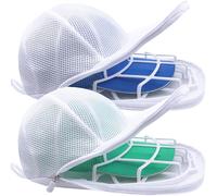 MCHKJ Rondella per cappelli per lavatrice, con sacchetti in rete, rondella per cappelli da baseball, gabbia protettiva per la pulizia del cappello (bianco, confezione da 2)