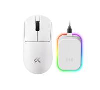 MCHOSE A7 V2 Ultra+ mouse da gioco wireless con stazione di ricarica magnetica, connessione trimode, 59 g, sensore PAW3950 TI 42K DPI, doppio interrogazione cablata/wireless 8K - bianco