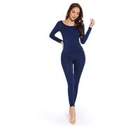 Mcilia - Completo Intimo Termico da Donna, Modale Ultra Sottile, con Scollo Rotondo, Camicia a Maniche Lunghe & Leggings, Blu Classico Large (EU 44 46)