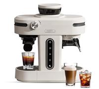Mcilpoog AC510 - Macchina per caffè espresso semi-automatica da 15 bar, con grinder & Steam, 3 in 1, con serbatoio dell'acqua rimovibile da 28 oz per cappuccino o latte, regalo per papà (bianco crema)