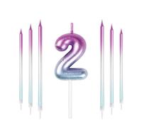 mciskin Candele colorate con numeri, candele per torte di compleanno, decorazioni per matrimoni, candele per feste, 2 candele di compleanno per ragazzi, ragazze, candele di compleanno numero 2 per