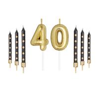 mciskin Candele con numeri dorati, candela dorata per torta, 40 candele di compleanno, decorazioni per matrimoni, torta dorata, 40 decorazioni per torta di compleanno, candela numero 40, candele nere