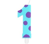 mciskin Candele di compleanno a tema mostro, decorazioni per il 1° compleanno per ragazzi e ragazze, candela blu numero 1 per torta, decorazione per torta di mostro per ragazze e ragazzi decorazioni