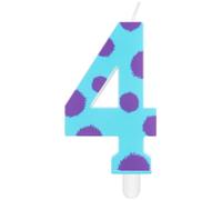 mciskin Candele di compleanno a tema mostro, decorazioni per il 4° compleanno per ragazzi e ragazze, candela blu numero 4 per torta, topper per torta di mostro per ragazze ragazzi decorazioni per