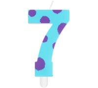 mciskin Candele di compleanno a tema mostro, decorazioni per il 7° compleanno per ragazzi e ragazze, candela blu numero 7 per torta, decorazione per torta di mostro per ragazze ragazzi decorazioni per