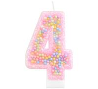 mciskin Candele di compleanno Macaron per torta, rosa numero 4, per ragazze, decorazioni per il 4° compleanno, candela rosa macaron, 4 decorazioni per torte per ragazze e donne, decorazione per feste