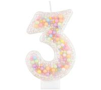 mciskin Candele di compleanno per torta di compleanno Macaron, candela bianca numero 3 per ragazze, decorazioni per 3° compleanno, candela bianca macaron, 3 decorazioni per torte per ragazze e ragazzi