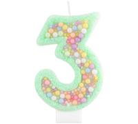 mciskin Candele di compleanno per torta di compleanno Macaron, numero 3, per ragazze, decorazioni per il 3° compleanno, candela verde macaron, 3 decorazioni per torte per ragazze e ragazzi